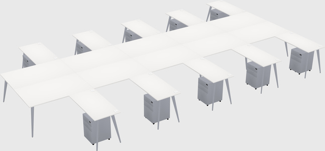 Shared L-shaped Office Desk System