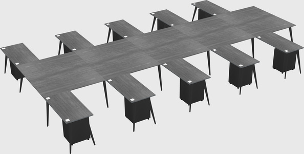 Shared l-shaped office desk system