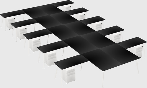 Shared l-shaped office desk system