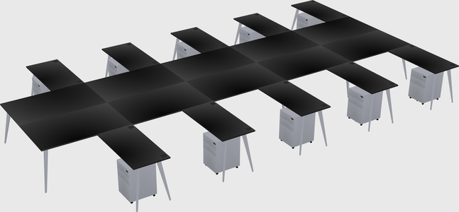 Shared L-shaped Office Desk System