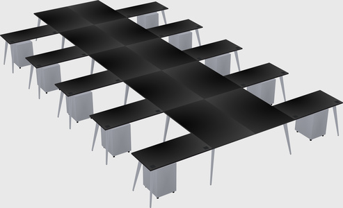 Shared l-shaped office desk system