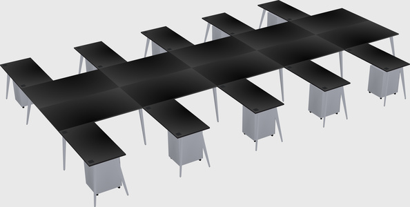 Shared l-shaped office desk system