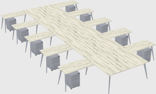 Shared l-shaped office desk system