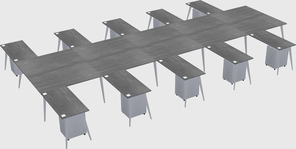 Shared l-shaped office desk system