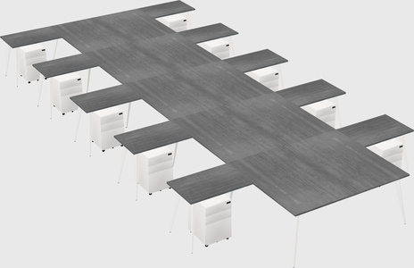 Shared l-shaped office desk system