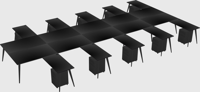 Shared L-shaped Office Desk System