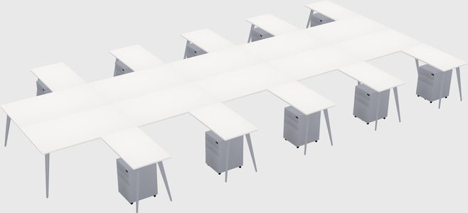 Shared L-shaped Office Desk System