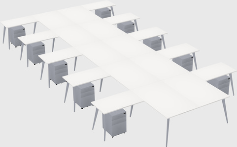 Shared l-shaped office desk system