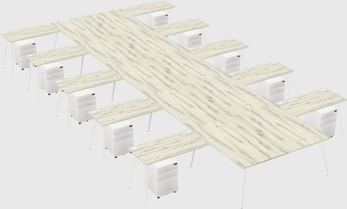 Shared l-shaped office desk system