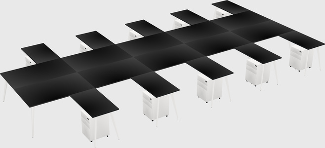 Shared L-shaped Office Desk System