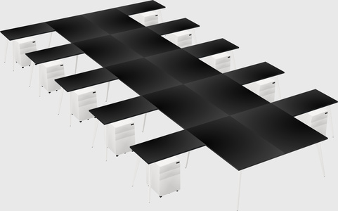 Shared l-shaped office desk system