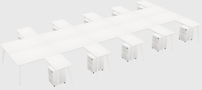 Shared L-shaped Office Desk System