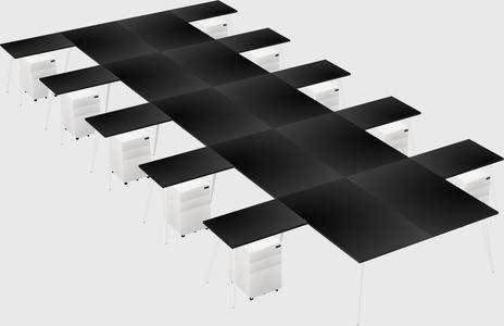 Shared l-shaped office desk system