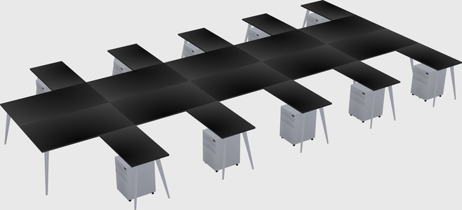 Shared L-shaped Office Desk System