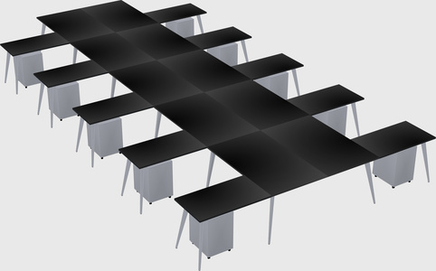 Shared l-shaped office desk system