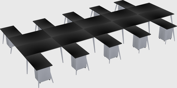 Shared l-shaped office desk system