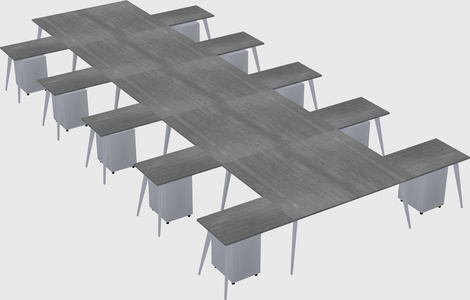 Shared l-shaped office desk system