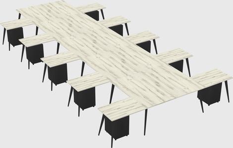 Shared l-shaped office desk system