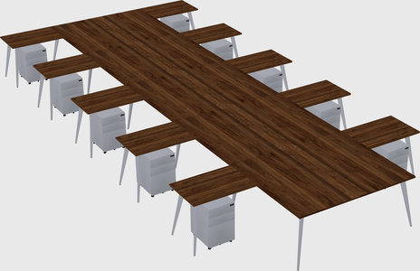 Shared l-shaped office desk system