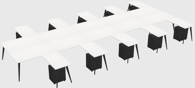 Shared L-shaped Office Desk System