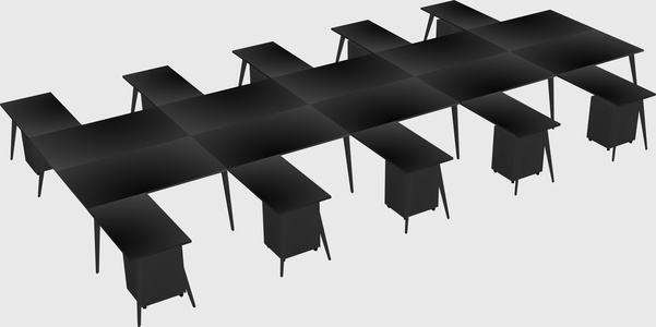 Shared l-shaped office desk system