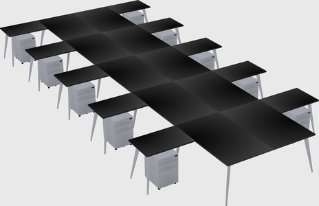 Shared l-shaped office desk system