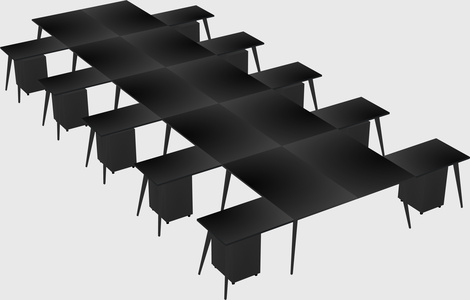 Shared l-shaped office desk system