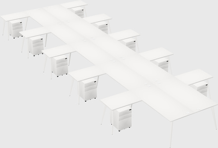 Shared l-shaped office desk system