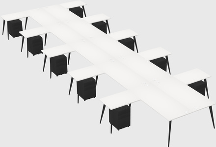 Shared l-shaped office desk system