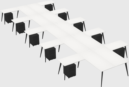Shared l-shaped office desk system
