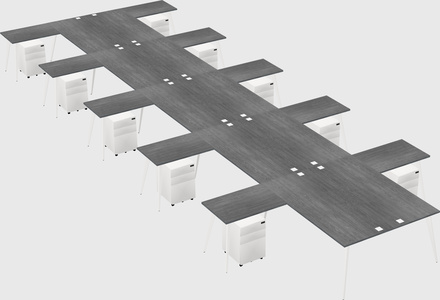 Shared l-shaped office desk system