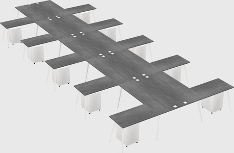 Shared l-shaped office desk system