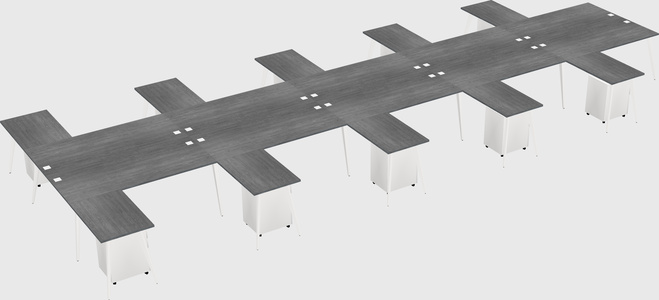 Shared l-shaped office desk system
