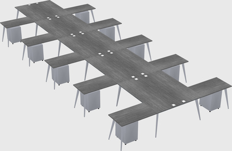 Shared l-shaped office desk system