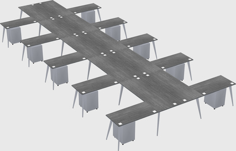 Shared l-shaped office desk system