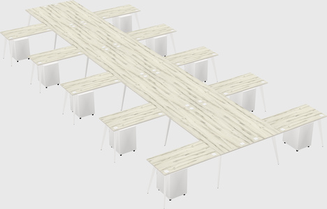 Shared l-shaped office desk system