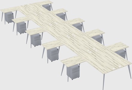 Shared l-shaped office desk system