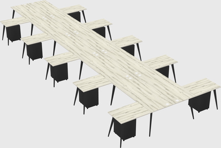 Shared l-shaped office desk system