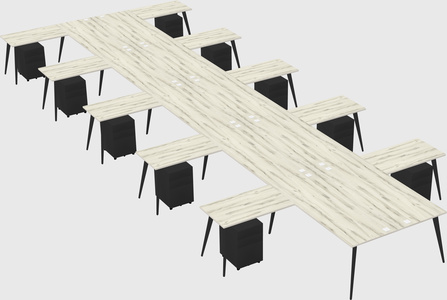 Shared l-shaped office desk system
