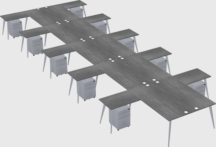 Shared l-shaped office desk system
