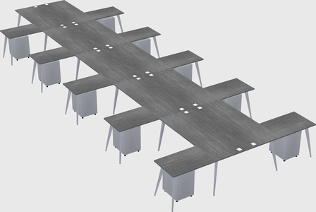 Shared l-shaped office desk system