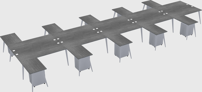 Shared l-shaped office desk system