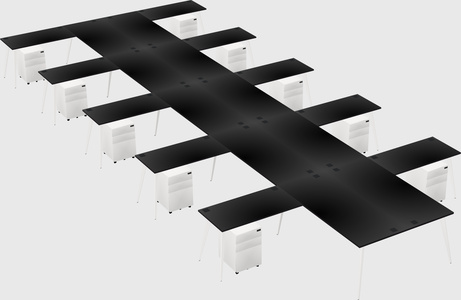 Shared l-shaped office desk system