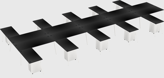 Shared l-shaped office desk system