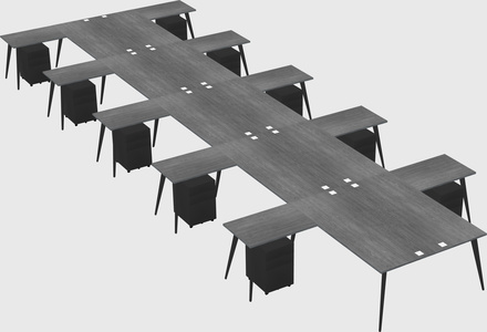 Shared l-shaped office desk system