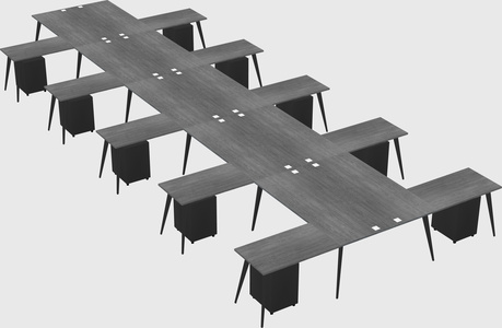 Shared l-shaped office desk system