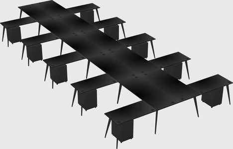 Shared l-shaped office desk system