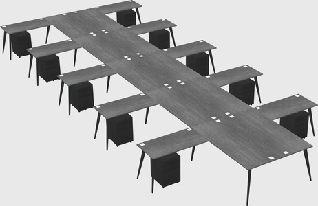 Shared l-shaped office desk system