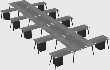 Shared l-shaped office desk system