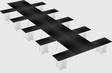 Shared l-shaped office desk system
